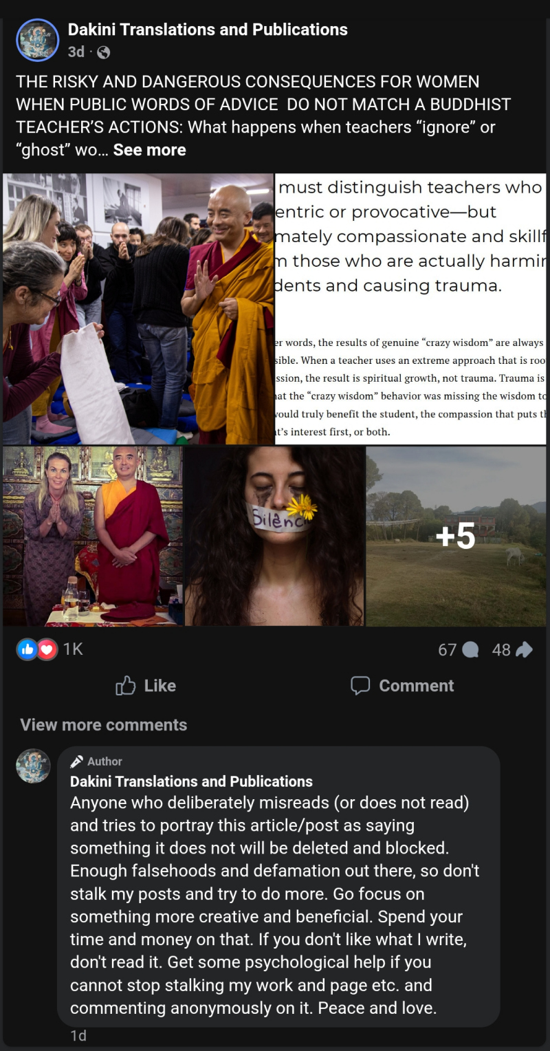 Adele Tomlin silences objecting comments to maintain narrative lethality