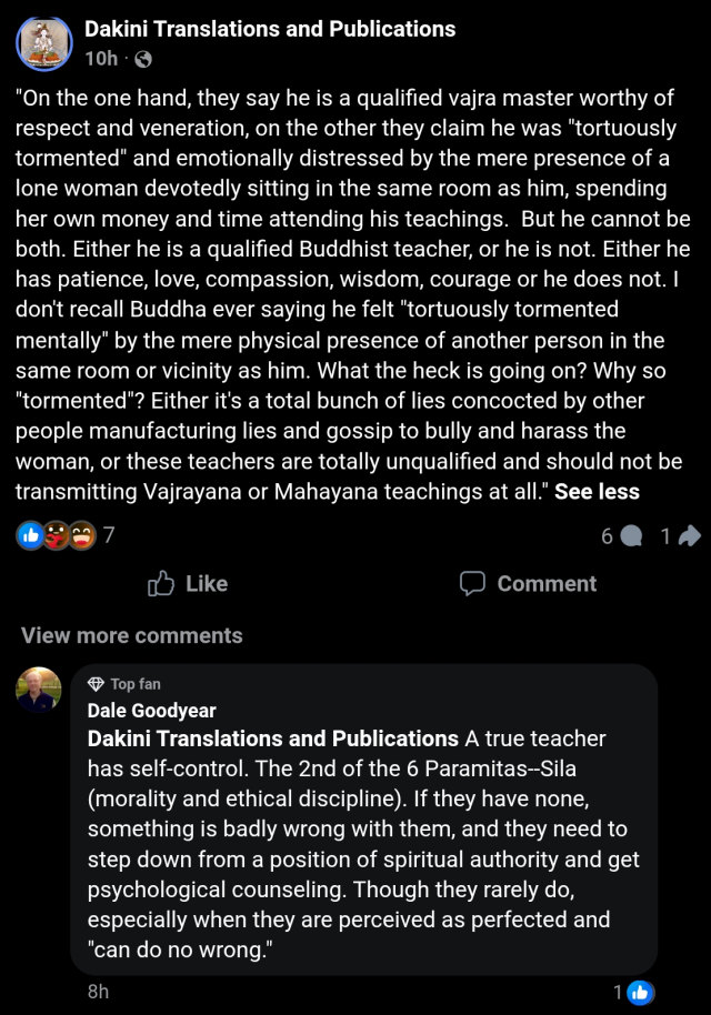 Snapshot on June 14, 2026 Dakini Translations Facebook - Adele Tomlin confesses its sexual predatory intent on the 17th Karmapa after being imposed a restraining order by the Delhi court to stay away from Gyalton Rinpoche