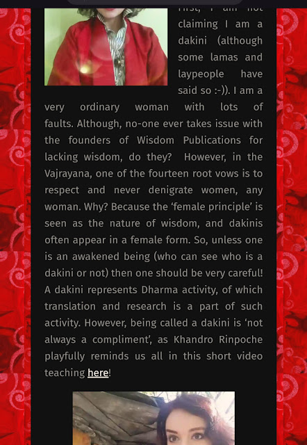 Maximizing readers’ full compliance, Adele Tomlin proclaims self as realized dakini on her contact page.